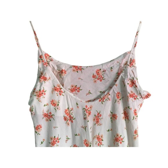 Asos Mini Dress Women's Size 2 White Orange Floral Sleeveless Linen Blend - Picture 5 of 7